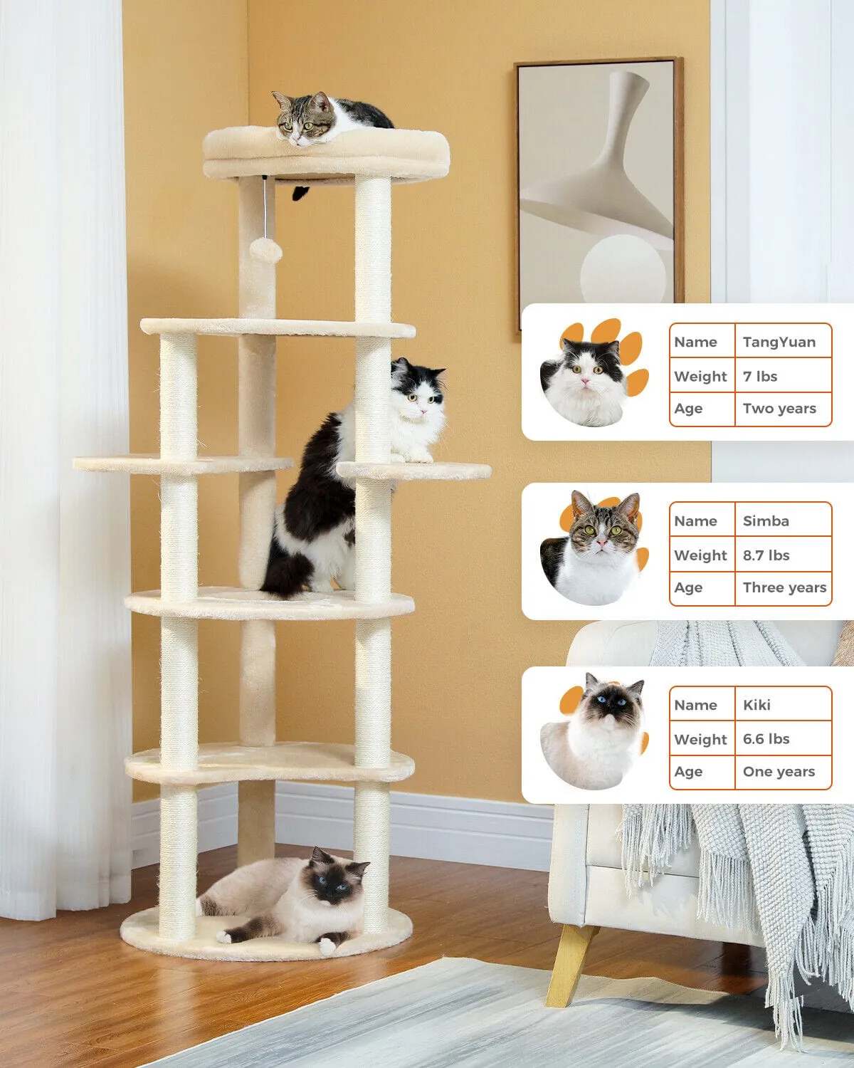 61" Cat Scratching Tree/ Pole/ Post