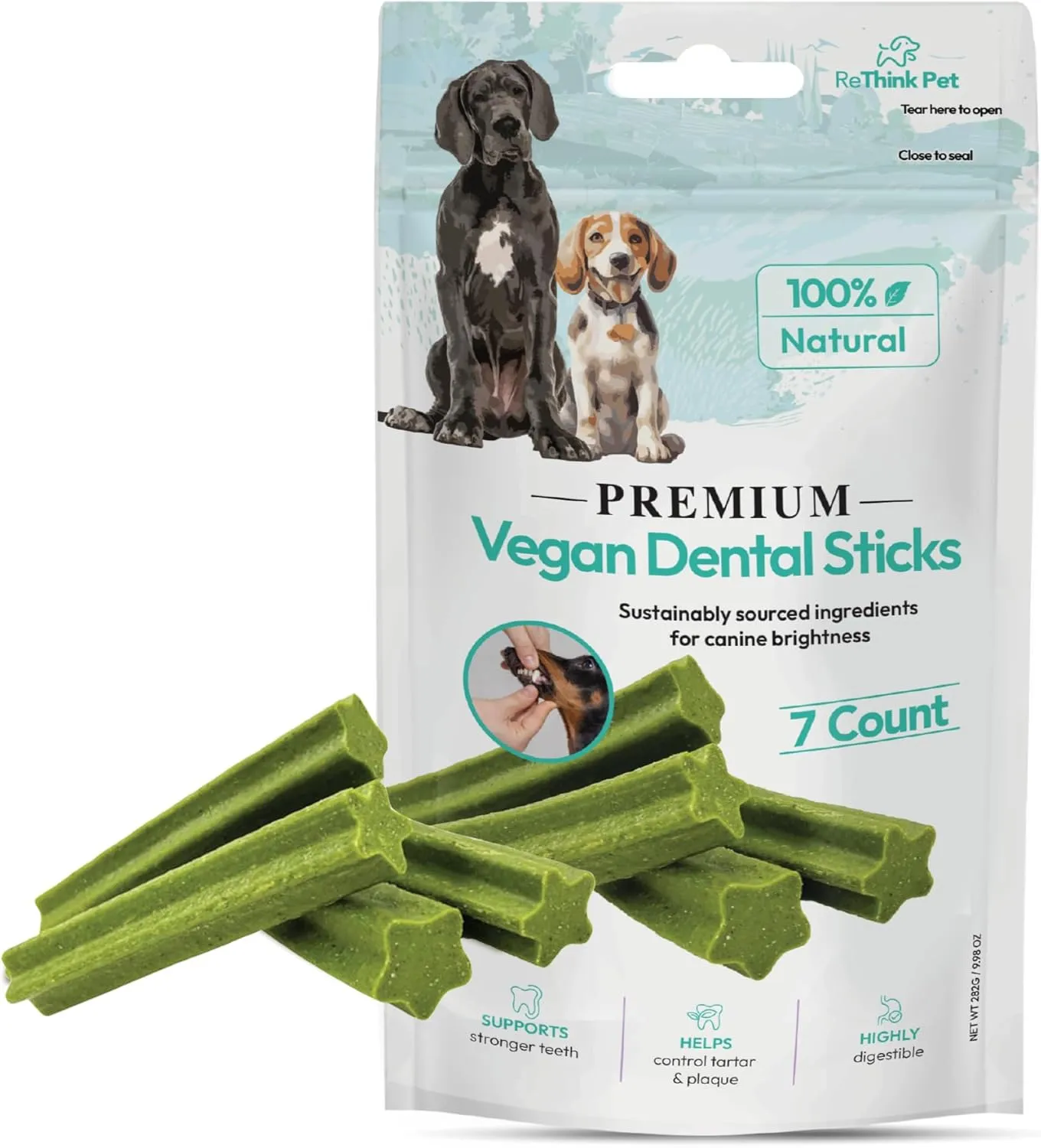 7 Pcs Premium Vegan Dental Sticks for Dogs, All Natural Dog Dental Chew, Dog Teeth Cleaning Chews, Dog Breath Treats for Dog's Oral Hygiene, Dog Chews for Cleaning Teeth, Small Dog