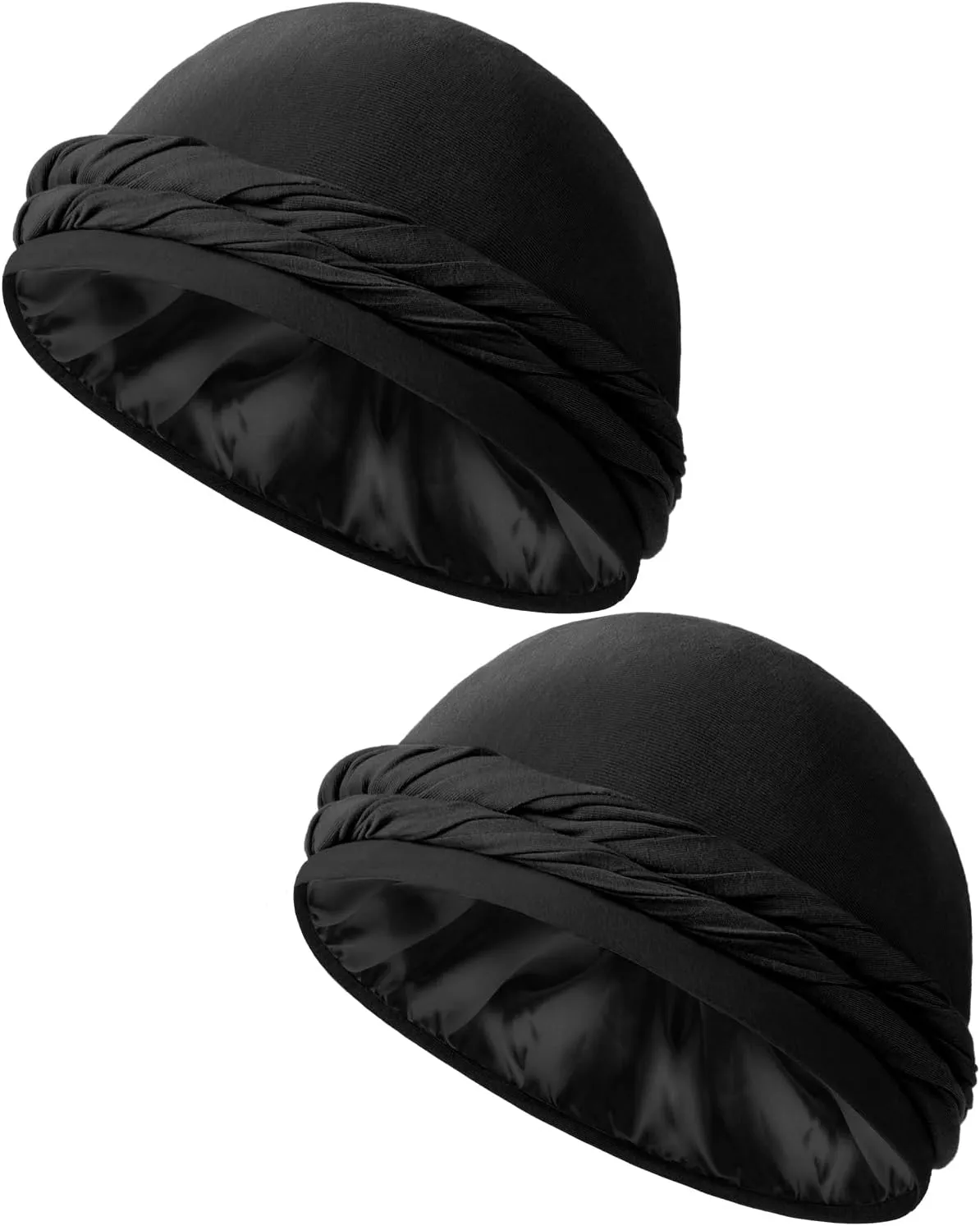 BEACE Silk Satin Lined Pre-Tied Turban Durag Head Wrap for Men & Women, Halo Turban Skull Cap Bonnet Hair Cover for Sleeping