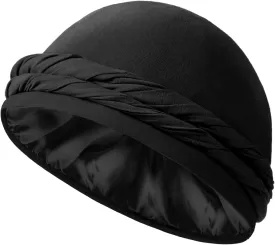 BEACE Silk Satin Lined Pre-Tied Turban Durag Head Wrap for Men & Women, Halo Turban Skull Cap Bonnet Hair Cover for Sleeping