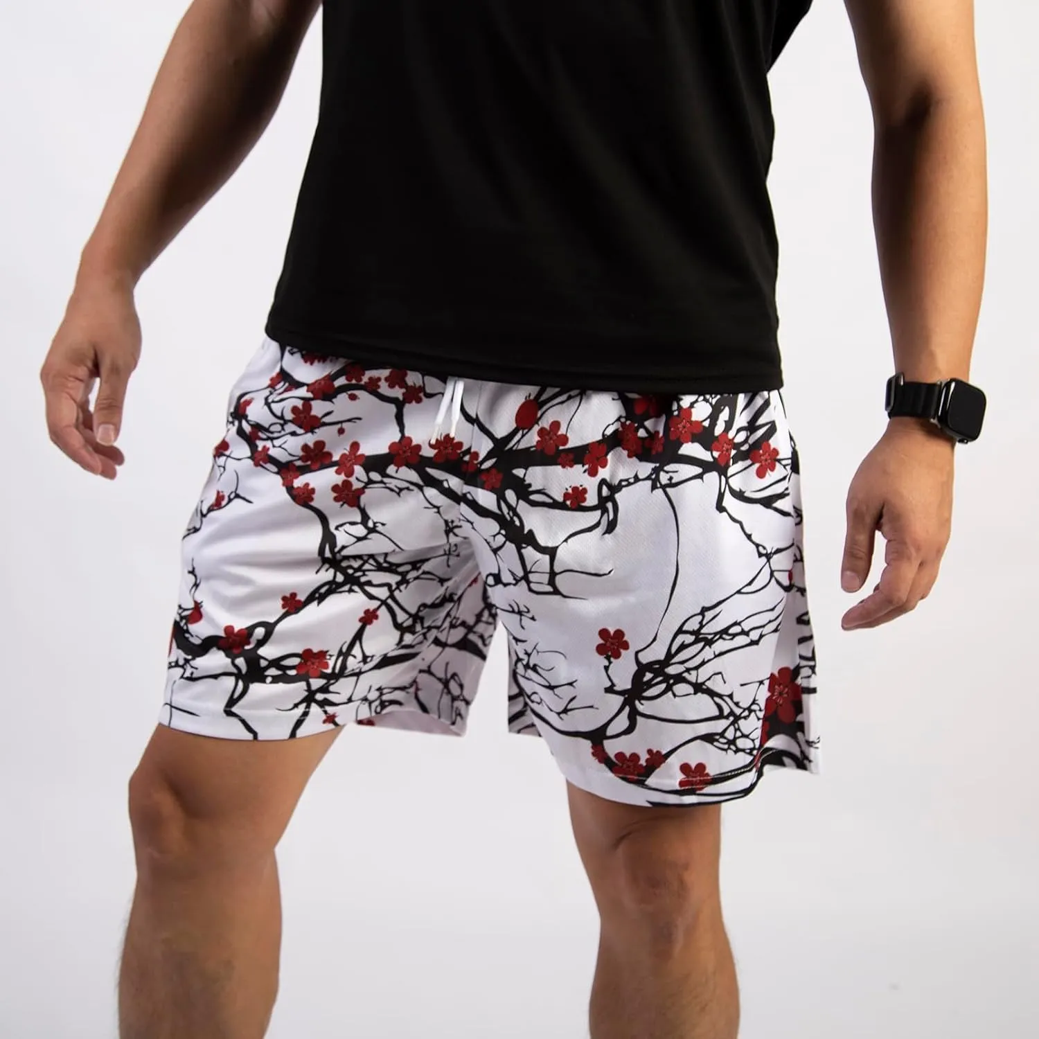BOOMLEMON Mens Mesh Graphic Print Shorts Fashion Designer Workout Shorts Retro Casual Cool Streetwear Short Pants