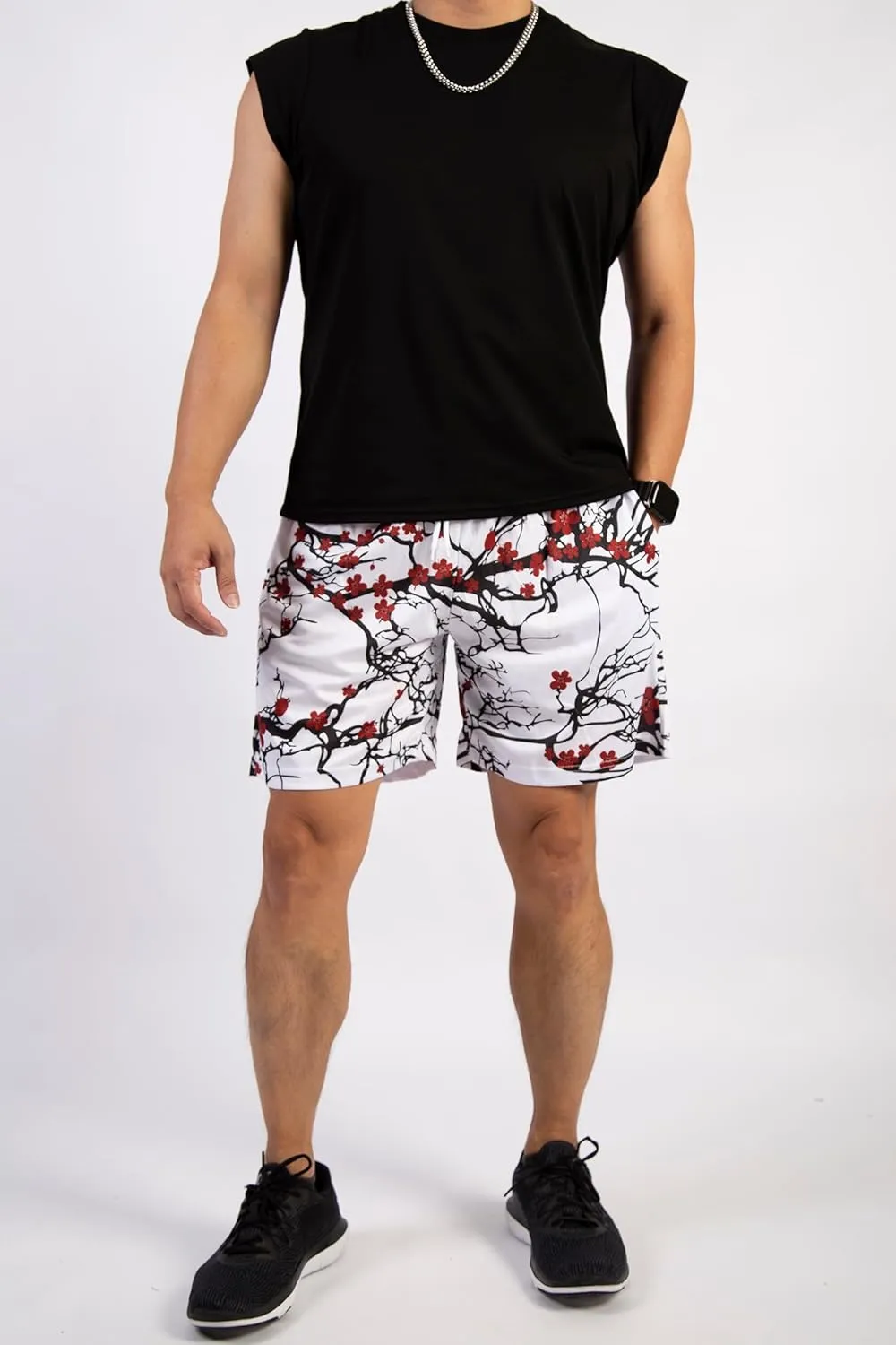 BOOMLEMON Mens Mesh Graphic Print Shorts Fashion Designer Workout Shorts Retro Casual Cool Streetwear Short Pants