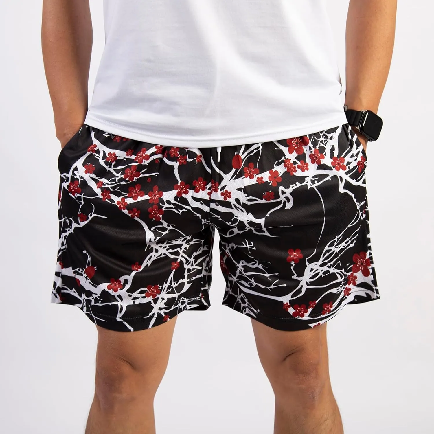 BOOMLEMON Mens Mesh Graphic Print Shorts Fashion Designer Workout Shorts Retro Casual Cool Streetwear Short Pants