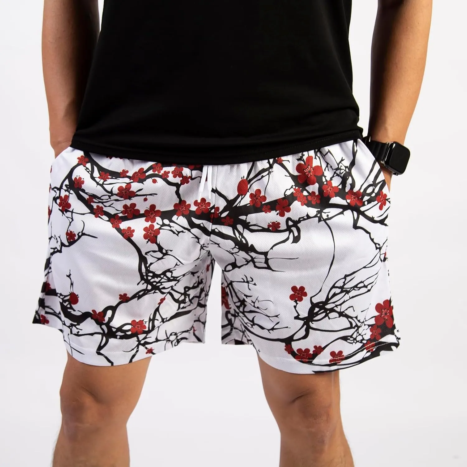 BOOMLEMON Mens Mesh Graphic Print Shorts Fashion Designer Workout Shorts Retro Casual Cool Streetwear Short Pants