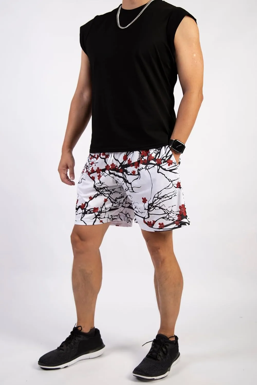 BOOMLEMON Mens Mesh Graphic Print Shorts Fashion Designer Workout Shorts Retro Casual Cool Streetwear Short Pants