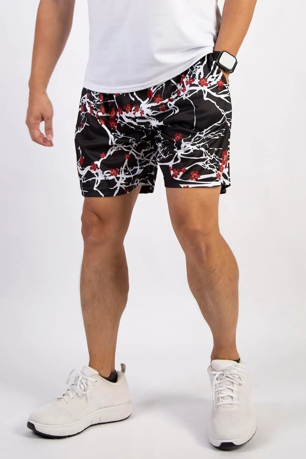BOOMLEMON Mens Mesh Graphic Print Shorts Fashion Designer Workout Shorts Retro Casual Cool Streetwear Short Pants