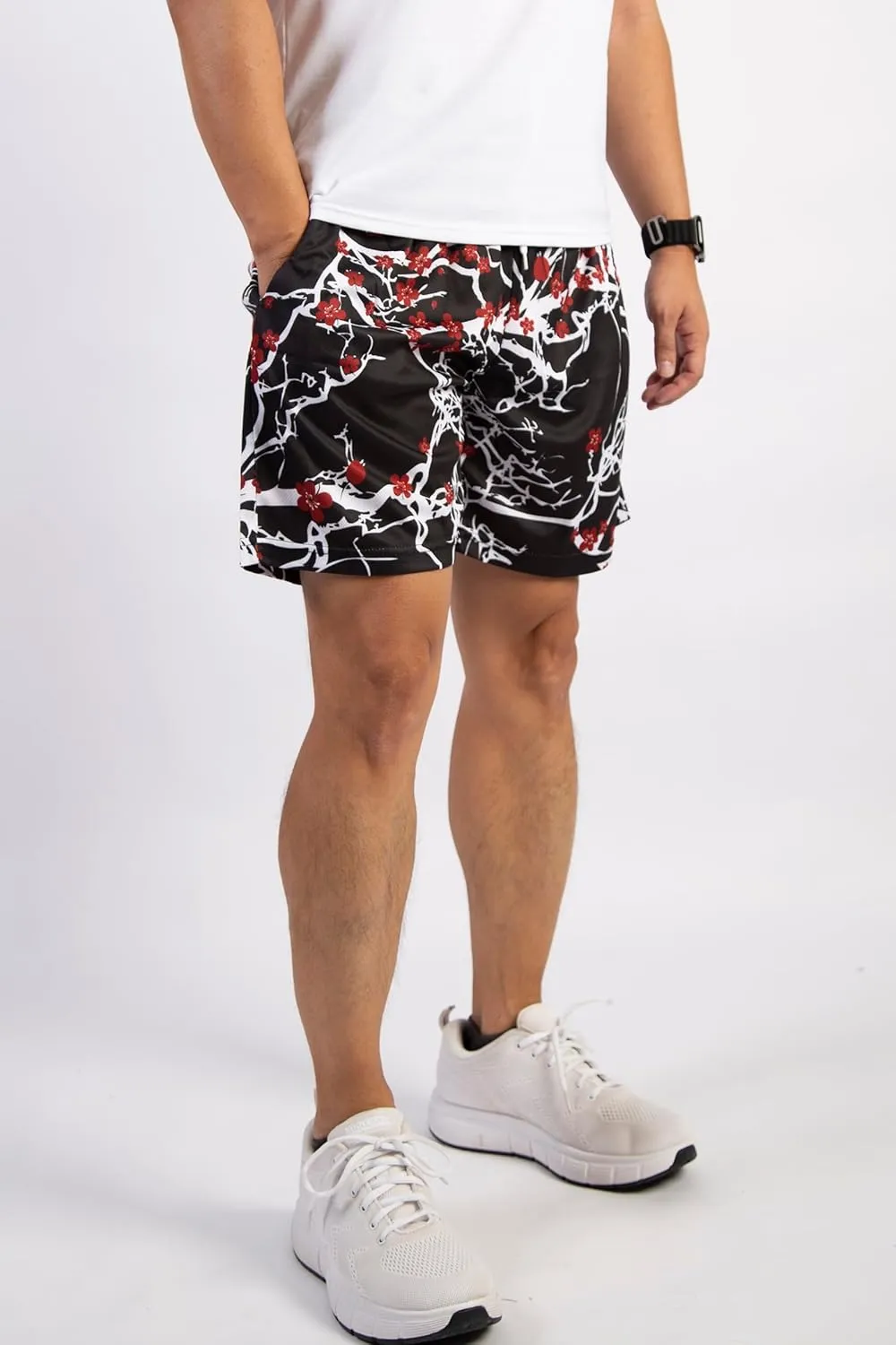 BOOMLEMON Mens Mesh Graphic Print Shorts Fashion Designer Workout Shorts Retro Casual Cool Streetwear Short Pants