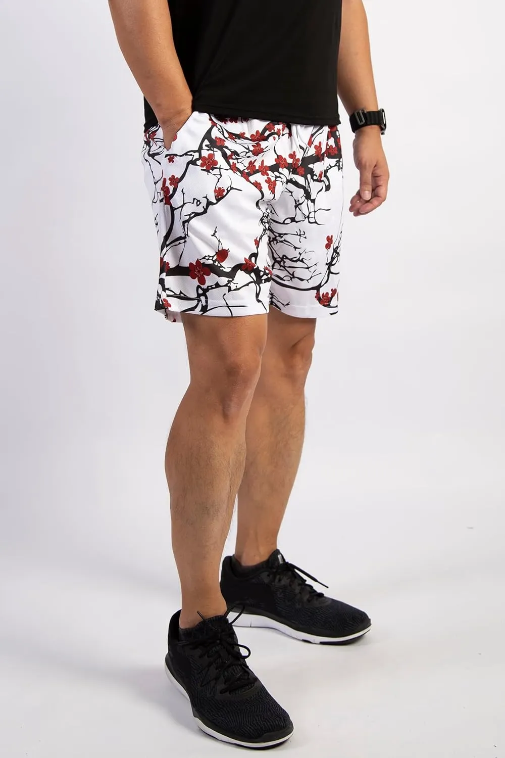 BOOMLEMON Mens Mesh Graphic Print Shorts Fashion Designer Workout Shorts Retro Casual Cool Streetwear Short Pants