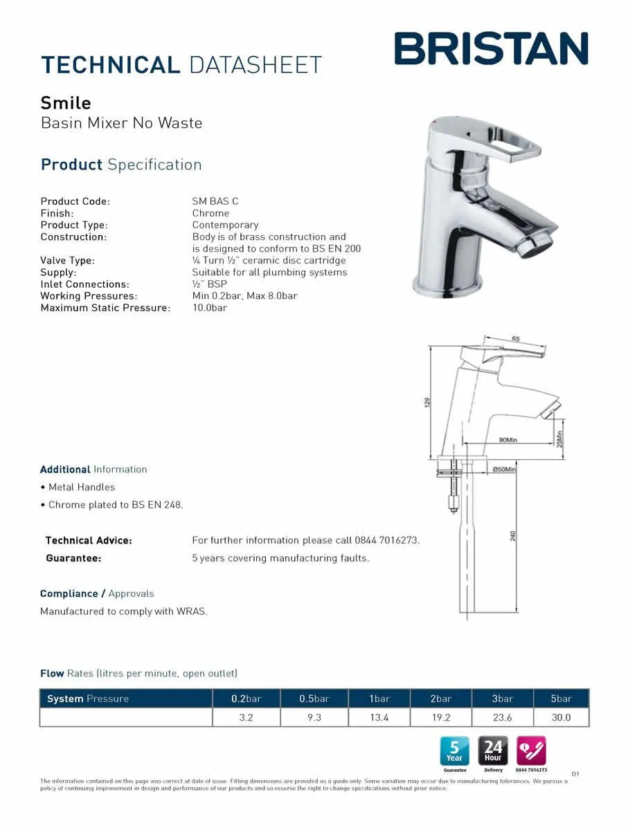 Bristan Smile Basin Mixer Tap