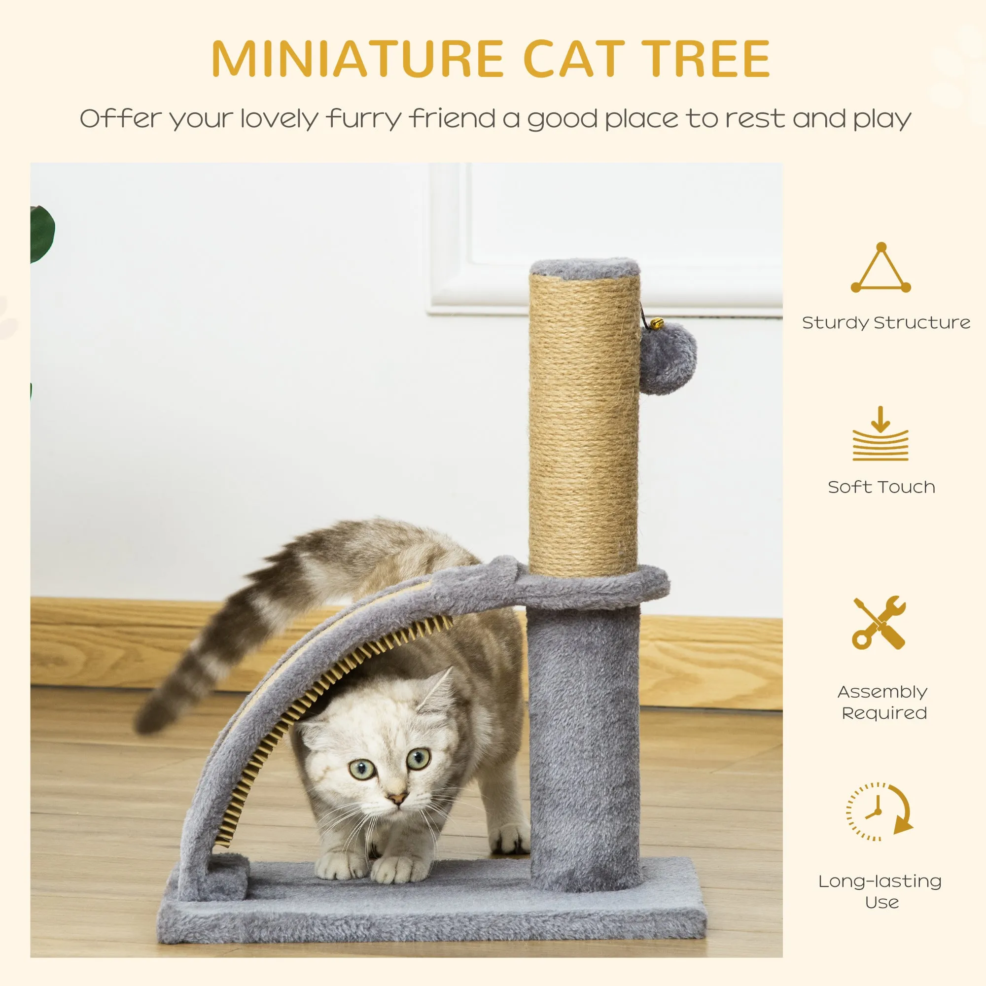 Cat Tree for Indoor Cat Climbing Activity Center Kitten Tower Furniture with Jute Post Scratching Massage Board Hanging Ball with Bell Grey