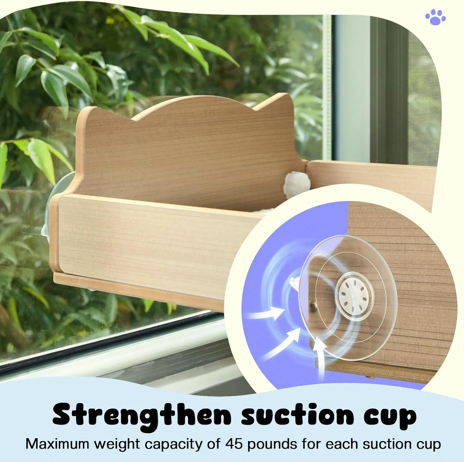 Cat Window Perch with Scratching Post, Cat Hammock for Window with 2 Suction Cups, Sisal Tall Cats Scratching Post with Large Perch, Cats Window Bed with Fuffy Cushion, Sisal