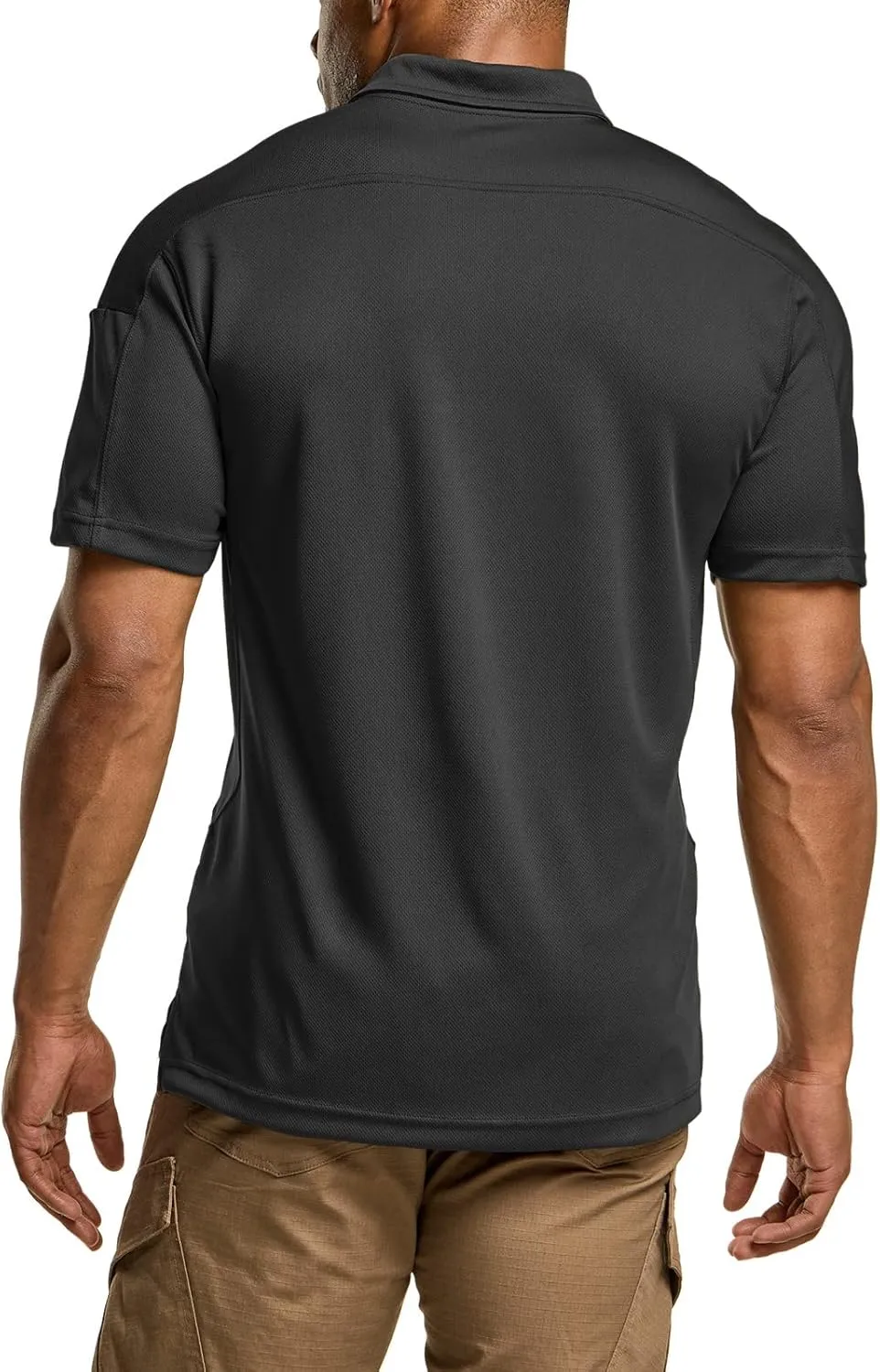 CQR Men's Polo Shirts, Tactical Short Sleeve Golf Performance Shirts, Lightweight Dry Fit UPF 50  Pique