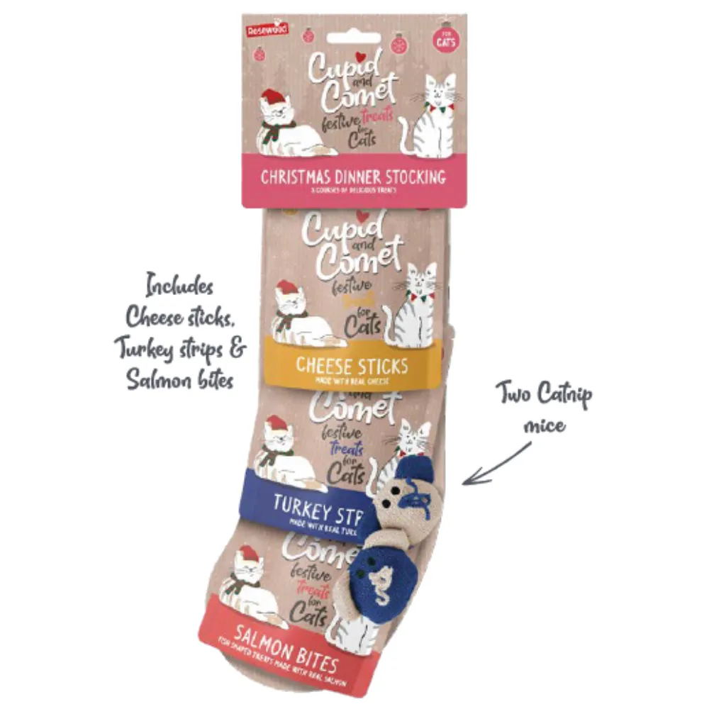 Cupid & Comet Christmas Dinner Stocking - Cat