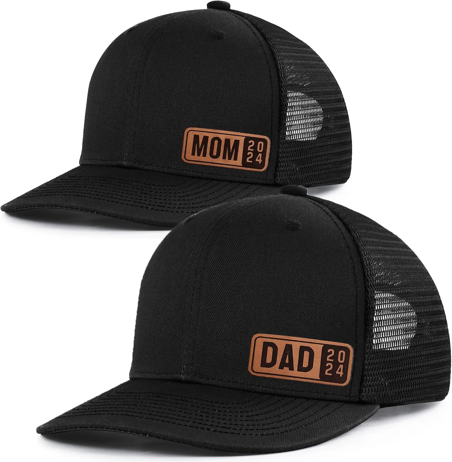 Dad Est 2023 2024 2025 Hat for Men Customization Leather Patch Trucker Hat