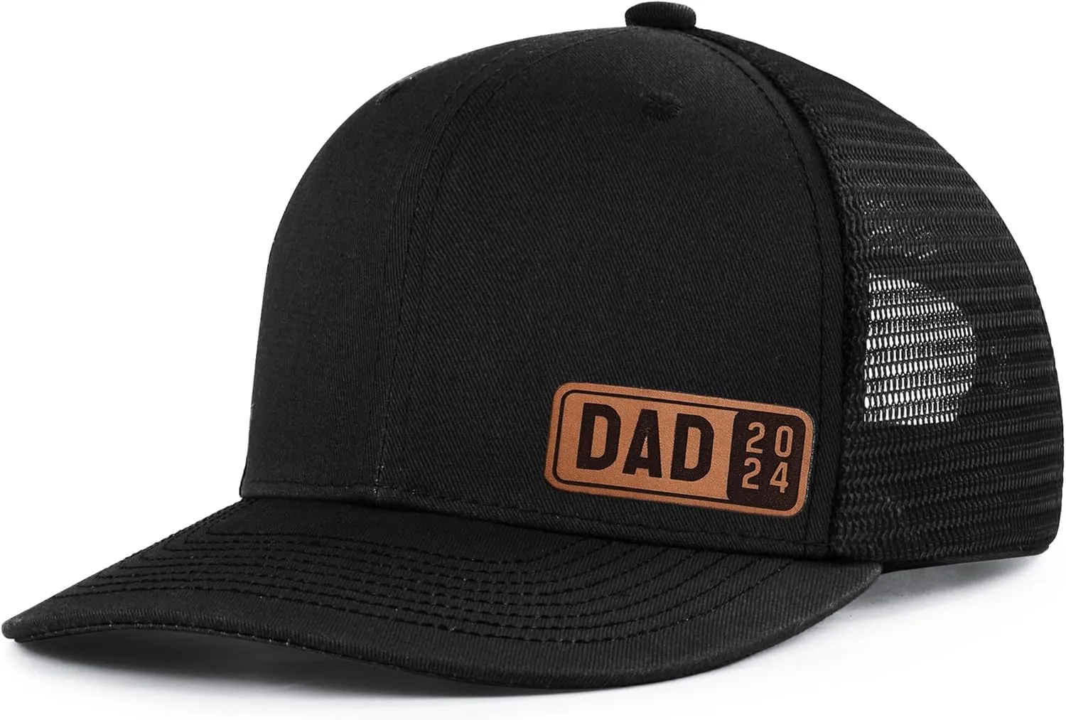 Dad Est 2023 2024 2025 Hat for Men Customization Leather Patch Trucker Hat