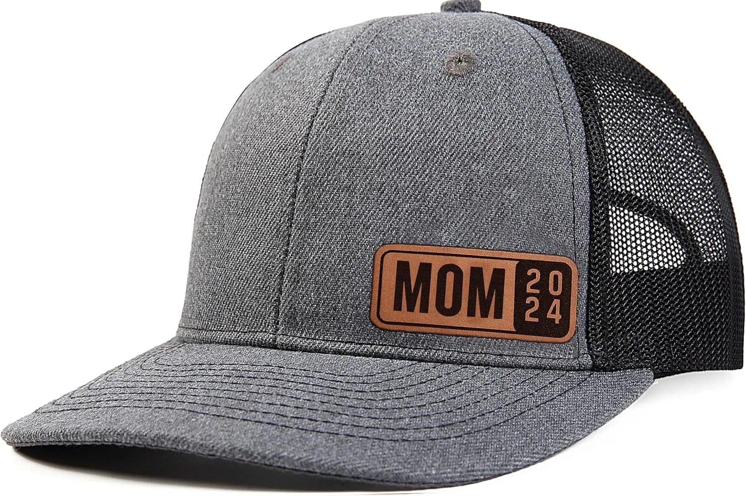 Dad Est 2023 2024 2025 Hat for Men Customization Leather Patch Trucker Hat