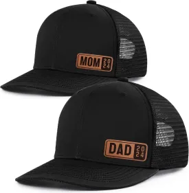 Dad Est 2023 2024 2025 Hat for Men Customization Leather Patch Trucker Hat