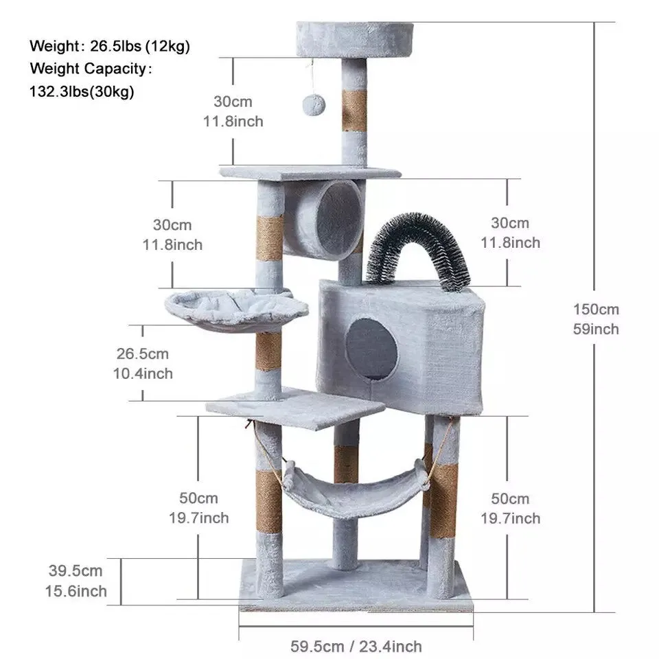 Deluxe Multi-Level Cat Tree with Hammock and Scratching Posts