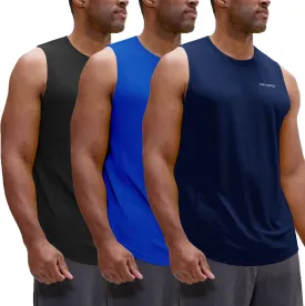 DEVOPS 3 Pack Men's Muscle Shirts Sleeveless Dry Fit Gym Workout Tank Top