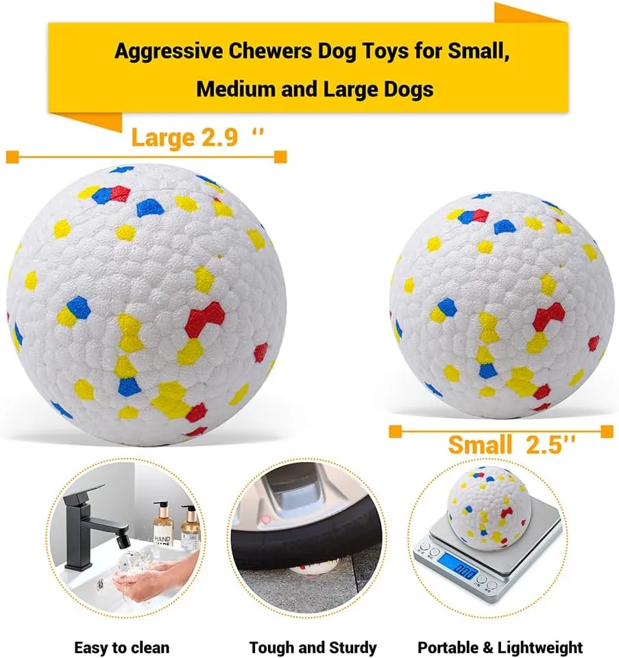 Dog Balls Toys for Aggressive Chewers, Indestructible Durable Bouncy Floating Balls for Dogs to Fetch, Durable Solid Rubber Ball for Training Dog(4 PCS)