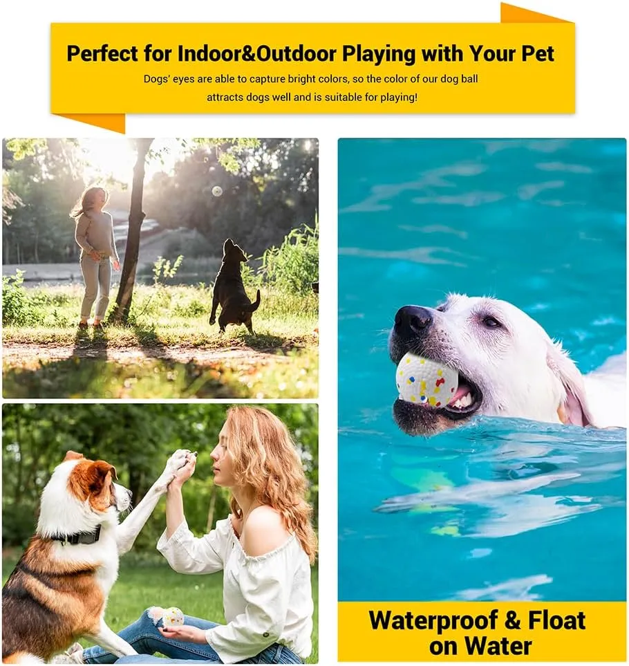 Dog Balls Toys for Aggressive Chewers, Indestructible Durable Bouncy Floating Balls for Dogs to Fetch, Durable Solid Rubber Ball for Training Dog(4 PCS)