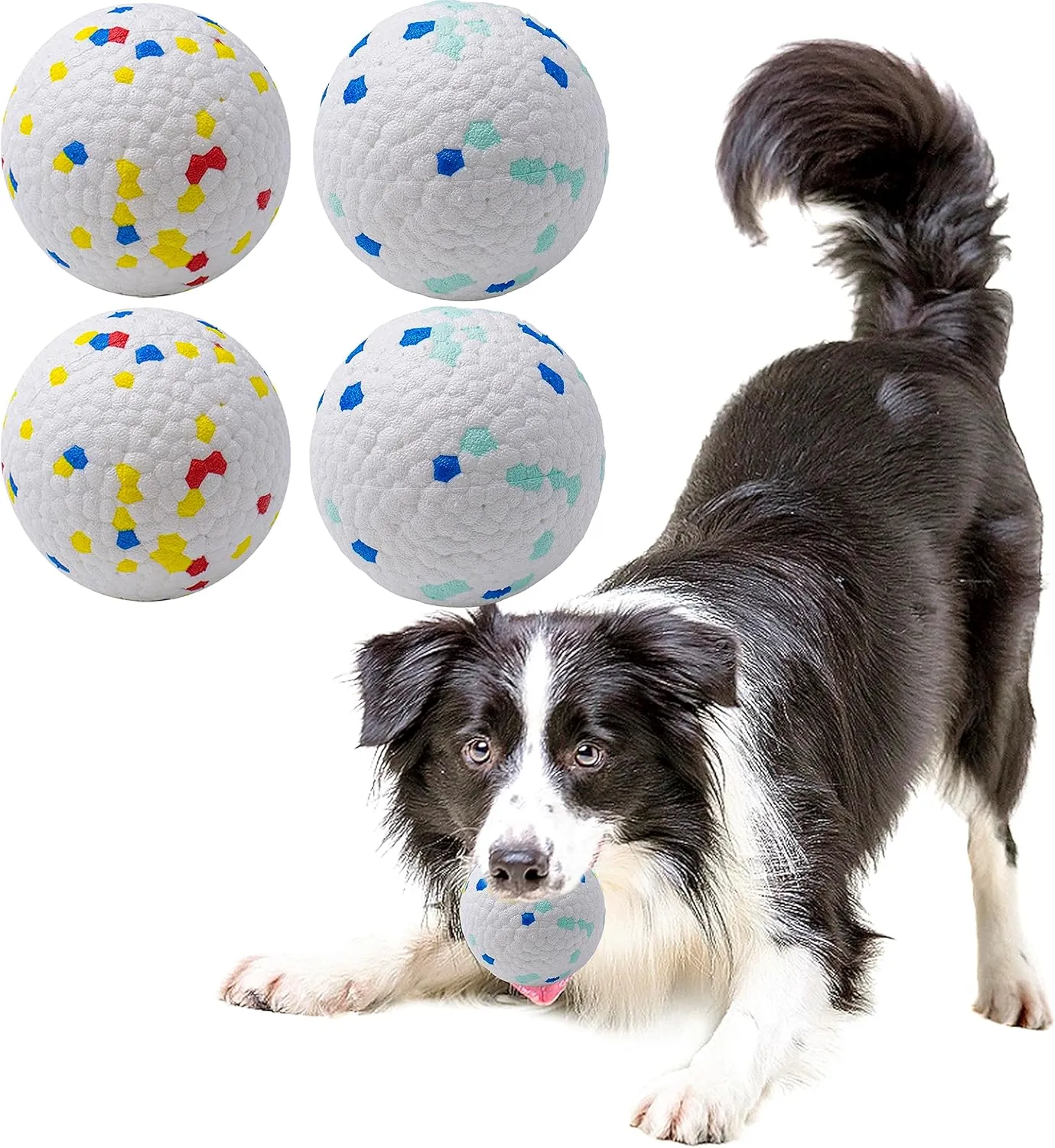 Dog Balls Toys for Aggressive Chewers, Indestructible Durable Bouncy Floating Balls for Dogs to Fetch, Durable Solid Rubber Ball for Training Dog(4 PCS)