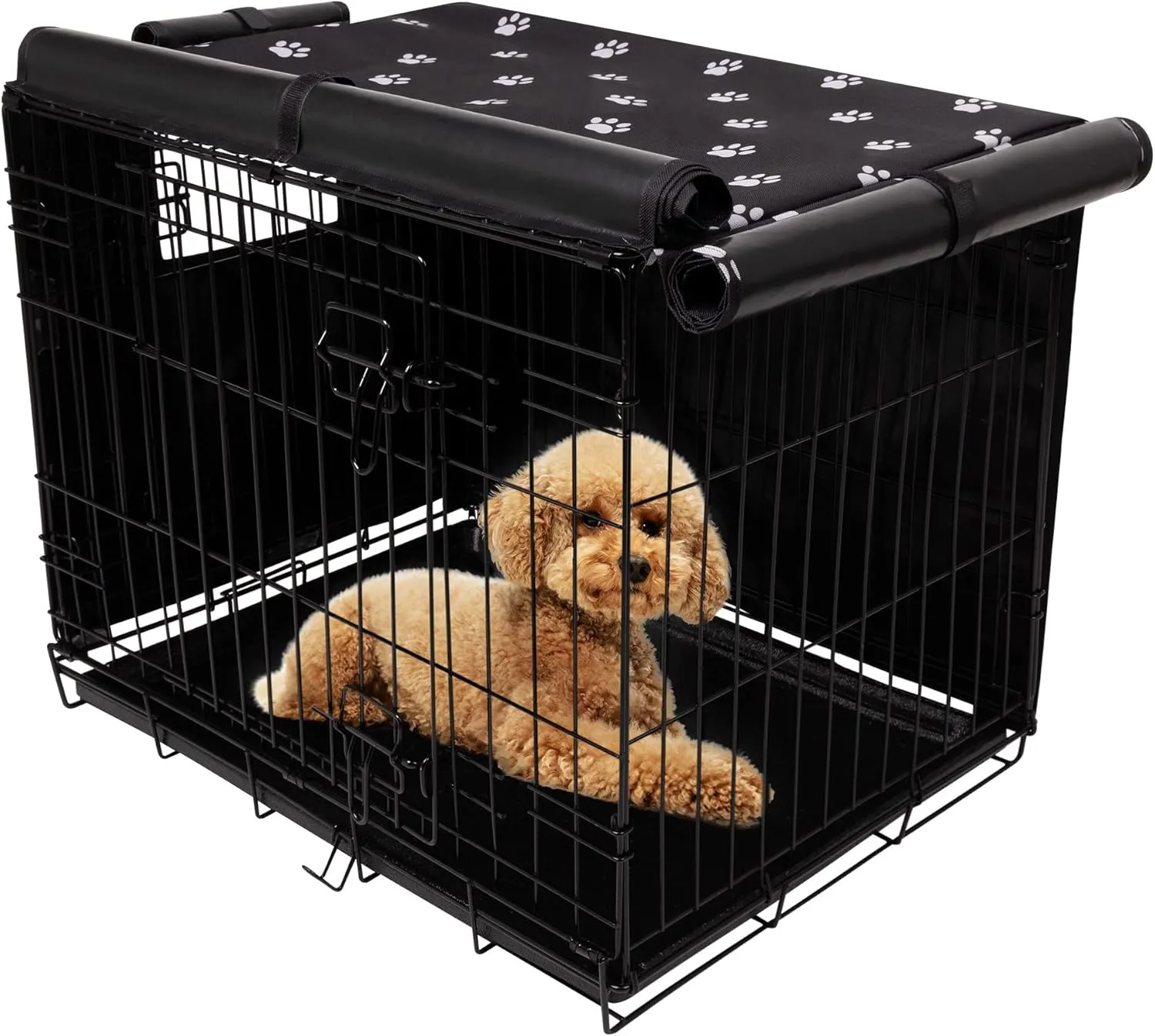 Dog Crate Cover Indoor/Outdoor Durable Windproof 600D Oxford Fabric Pet Kennel Cover Fit for 24 30 36 42 48 Inches Wire Dog Crate for Small and Large Dogs-Cover Only(24 Inch (24"x18"x19"))