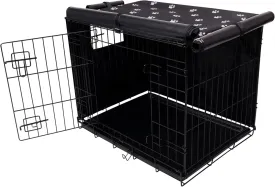 Dog Crate Cover Indoor/Outdoor Durable Windproof 600D Oxford Fabric Pet Kennel Cover Fit for 24 30 36 42 48 Inches Wire Dog Crate for Small and Large Dogs-Cover Only(24 Inch (24"x18"x19"))
