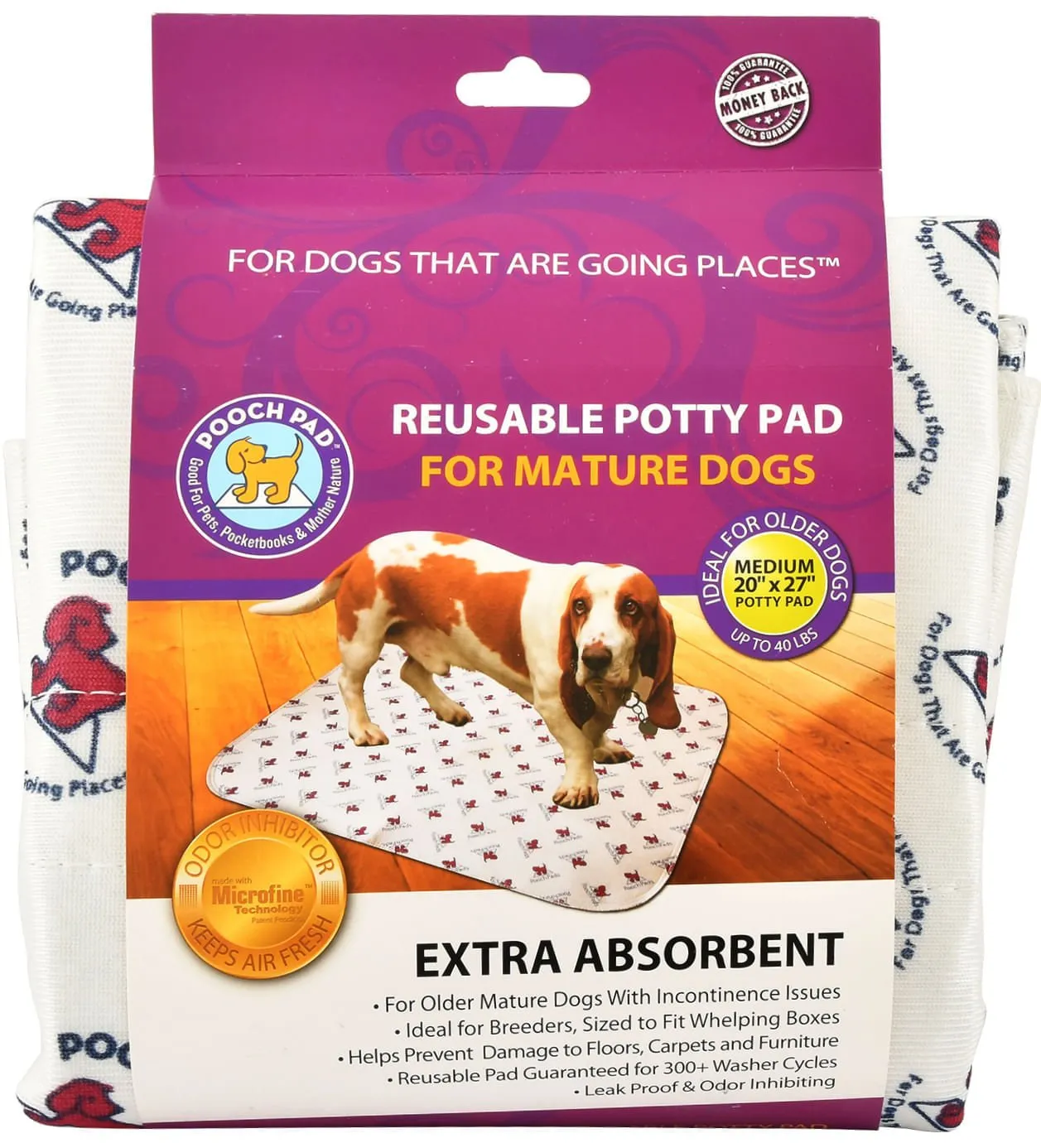 Extra Absorbency PoochPad for Mature Dogs, Large, 36" x 36"