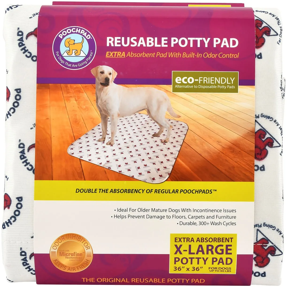 Extra Absorbency PoochPad for Mature Dogs, Large, 36" x 36"