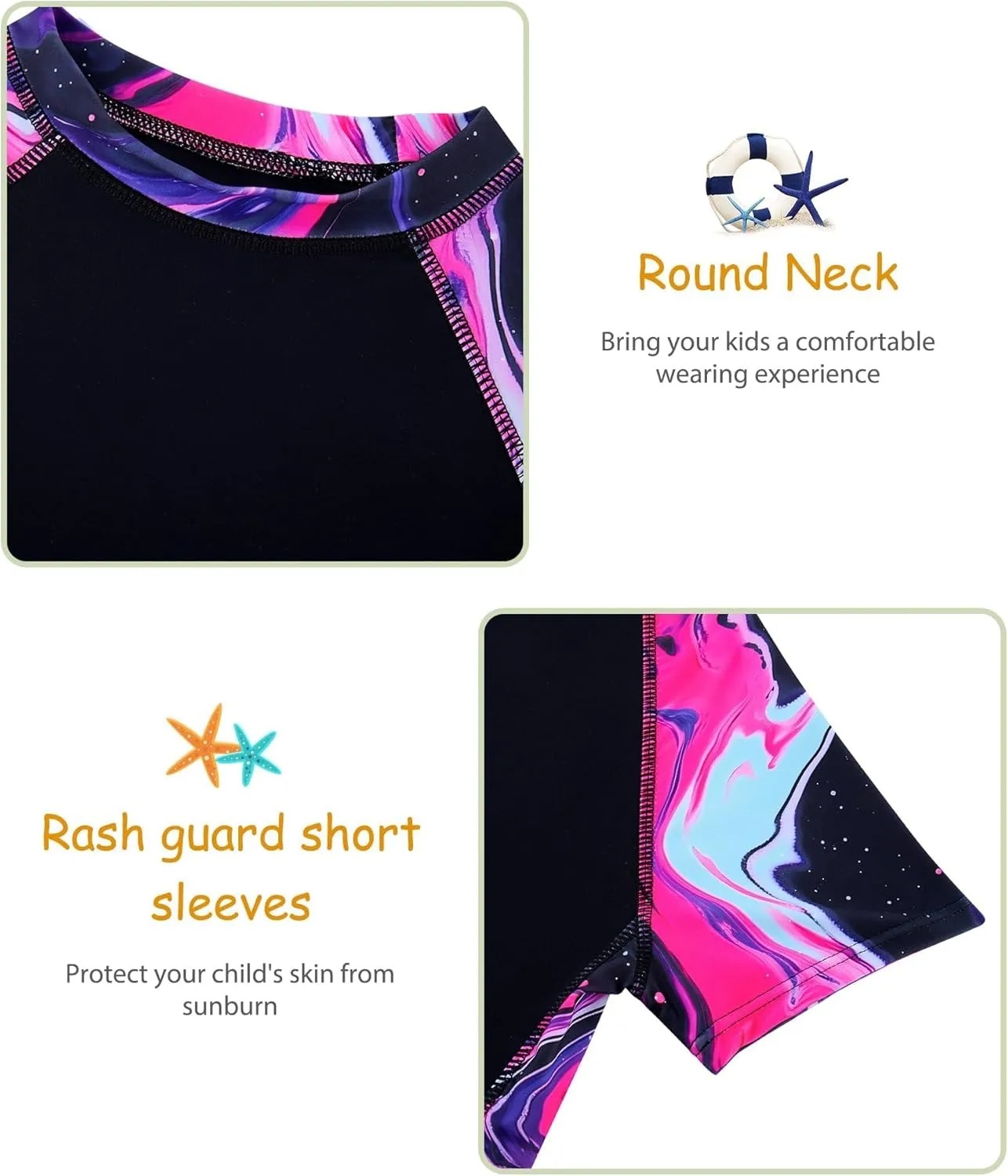 Idgreatim Girls Rashguard Swimsuit 2 Piece Short Sleeve Bathing Suit UPF 50  Sun Proction Swimwear Size 8-16T
