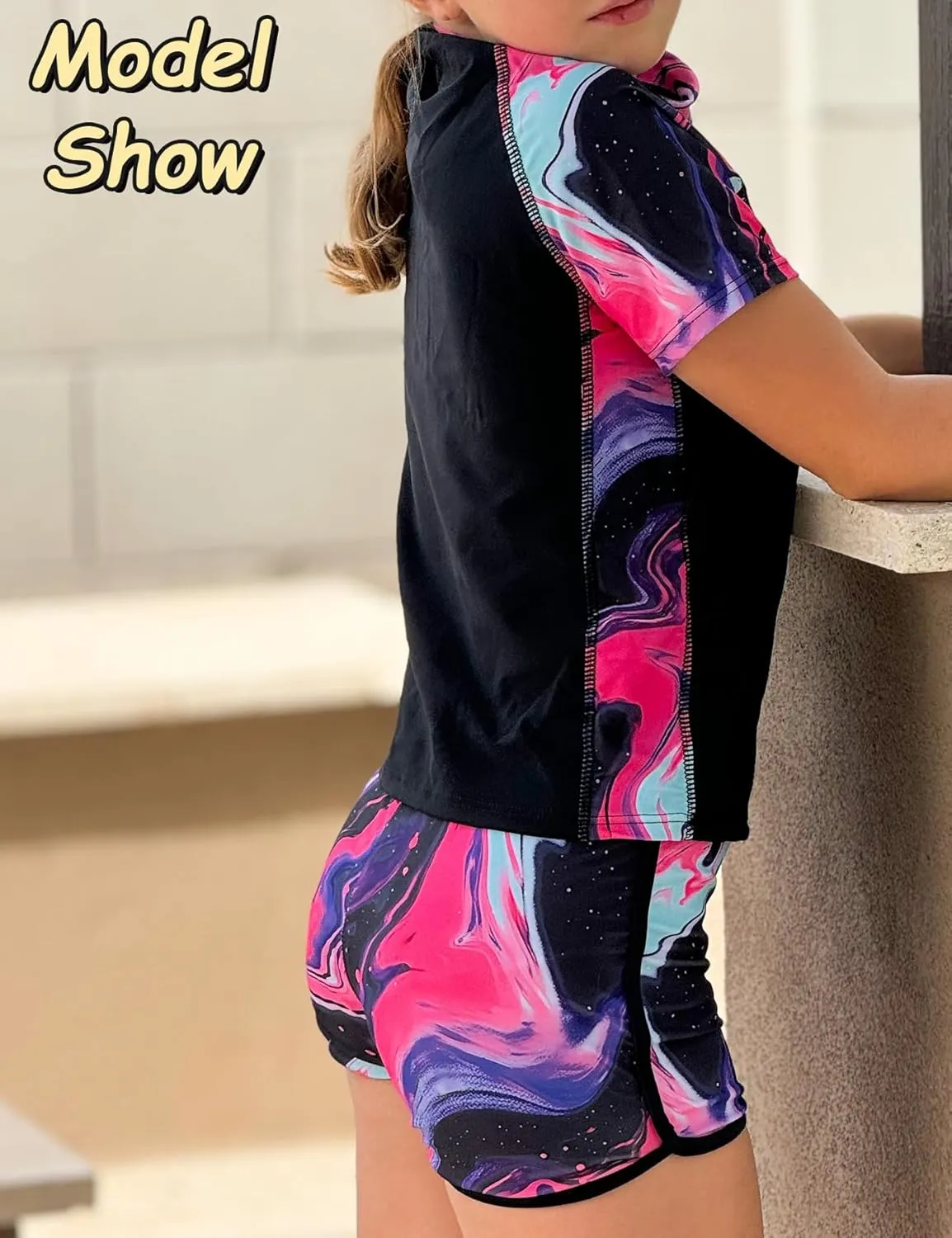 Idgreatim Girls Rashguard Swimsuit 2 Piece Short Sleeve Bathing Suit UPF 50  Sun Proction Swimwear Size 8-16T