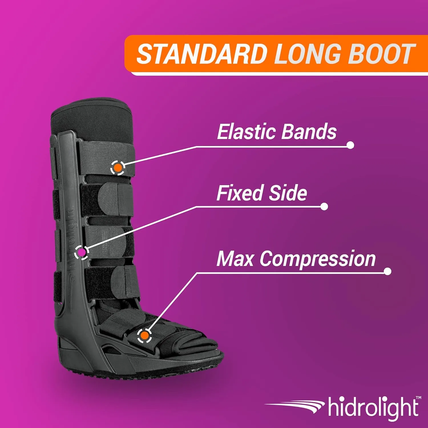 Long Immobilizing Boot - Walking Boot for Broken Foot, Ankle Brace for Men & Women, Fracture Boot, Ankle Support Stabilizer, Medical Supplies - Fits Left and Right - Black, Medium