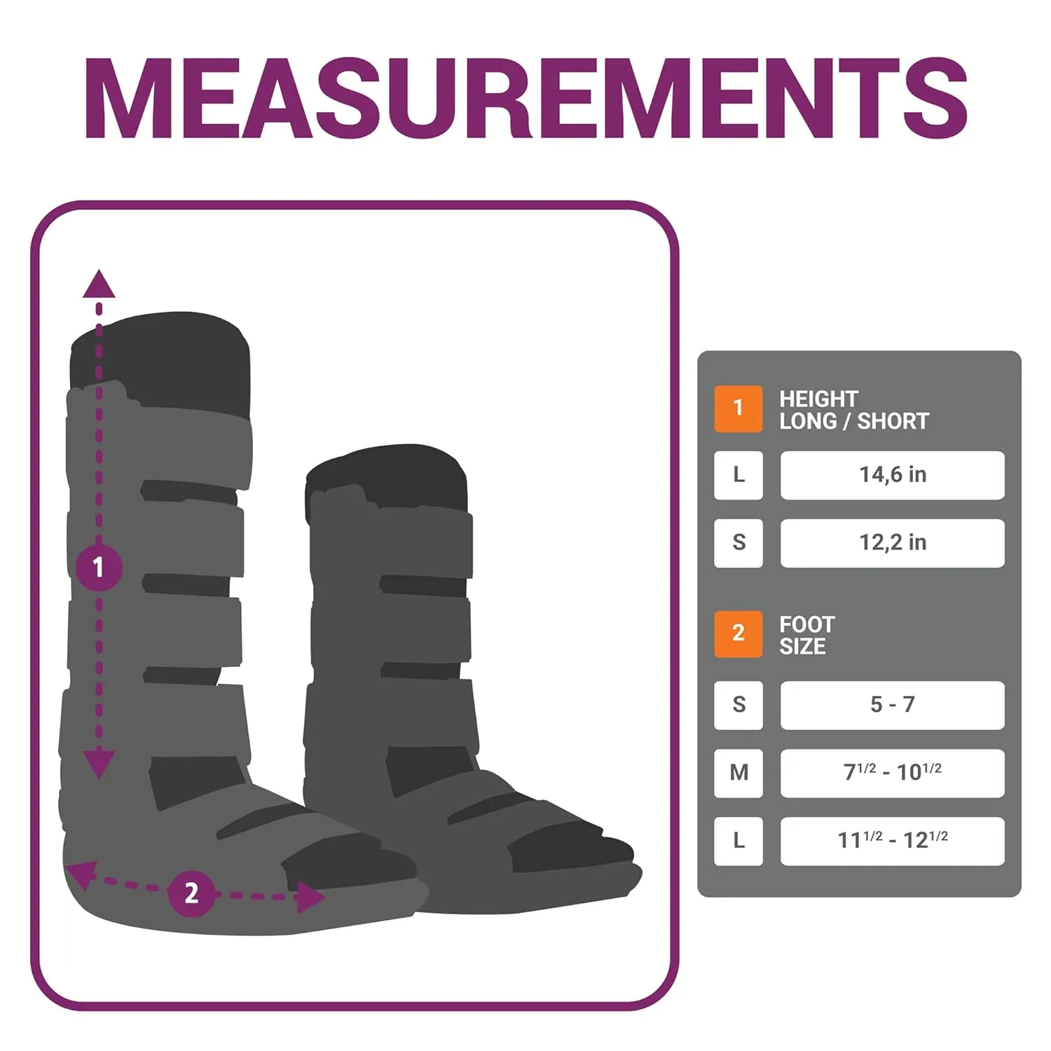 Long Immobilizing Boot - Walking Boot for Broken Foot, Ankle Brace for Men & Women, Fracture Boot, Ankle Support Stabilizer, Medical Supplies - Fits Left and Right - Black, Medium