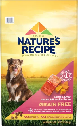 Natures Recipe Grain Free Salmon, Sweet Potato & Pumpkin Recipe Dry Dog Food, 24 lb. Bag