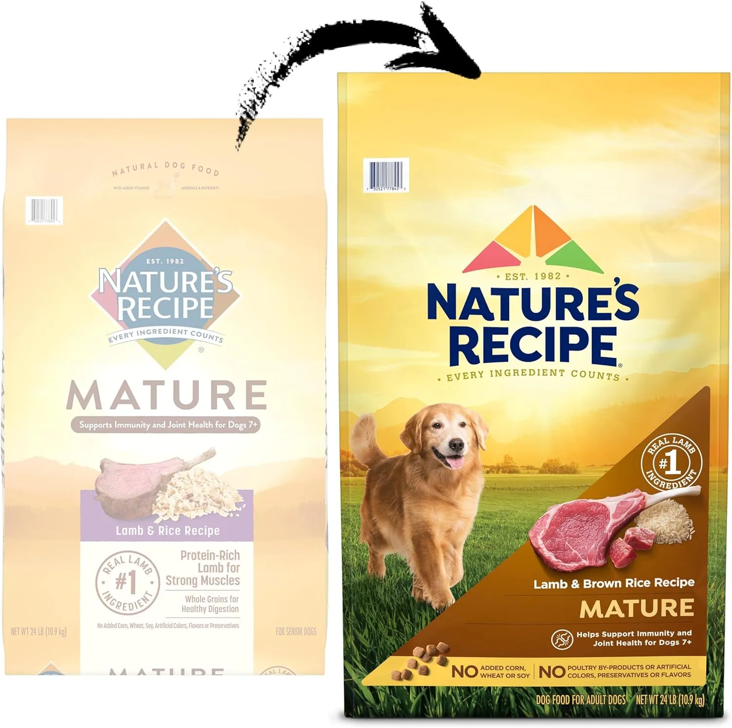 Natures Recipe Mature Lamb & Brown Rice Recipe Dry Dog Food, 24 lb. Bag