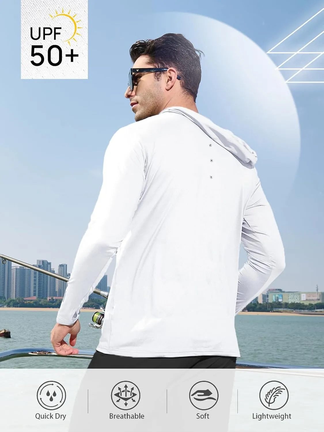 NORTHYARD Men's Sun Protection Hoodie Shirts Long Sleeve UPF 50  Rash Guard Swim Fishing Lightweight SPF UV Shirt with Hood
