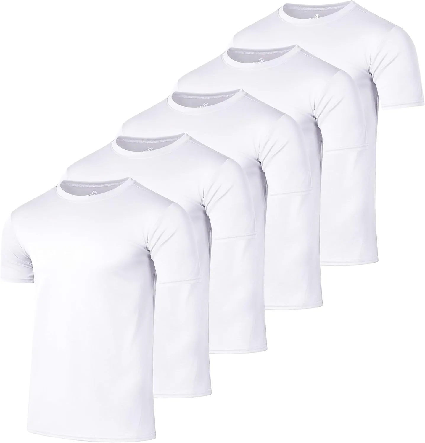 Real Essentials 5 Pack Men??s Active Quick Dry Mesh Crew Neck T Shirts | Athletic Short Sleeve Tee (Available in Big & Tall)