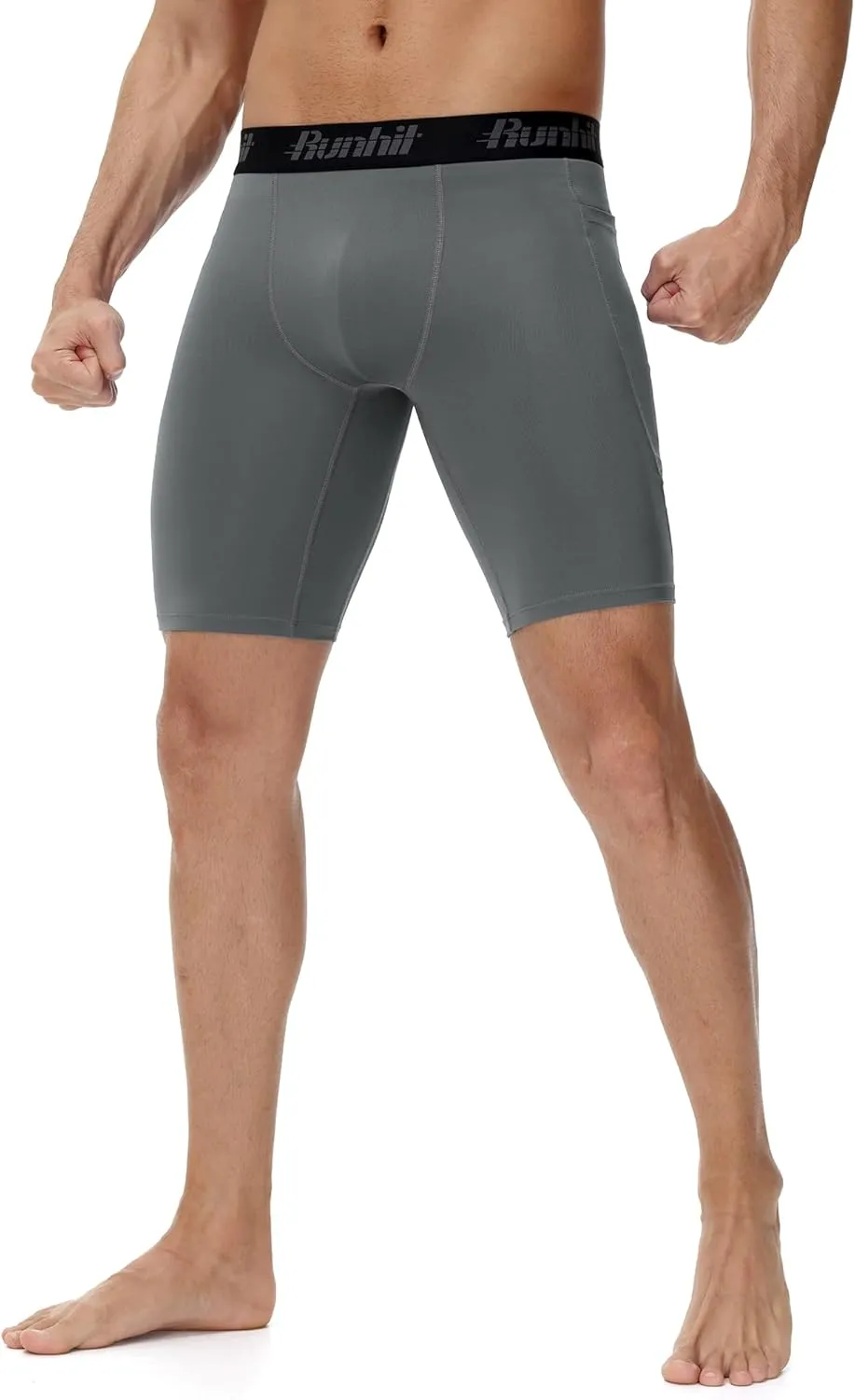 Runhit Men's Compression Shorts with Pockets ?C 9" Performance Athletic Shorts for Workouts Sports Running Spandex Underwear