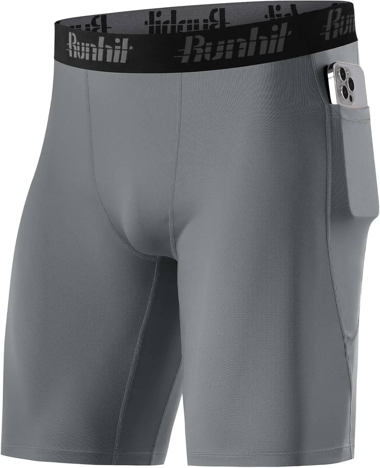 Runhit Men's Compression Shorts with Pockets ?C 9" Performance Athletic Shorts for Workouts Sports Running Spandex Underwear