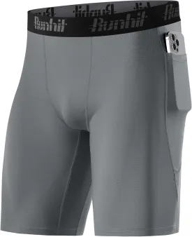 Runhit Men's Compression Shorts with Pockets ?C 9" Performance Athletic Shorts for Workouts Sports Running Spandex Underwear