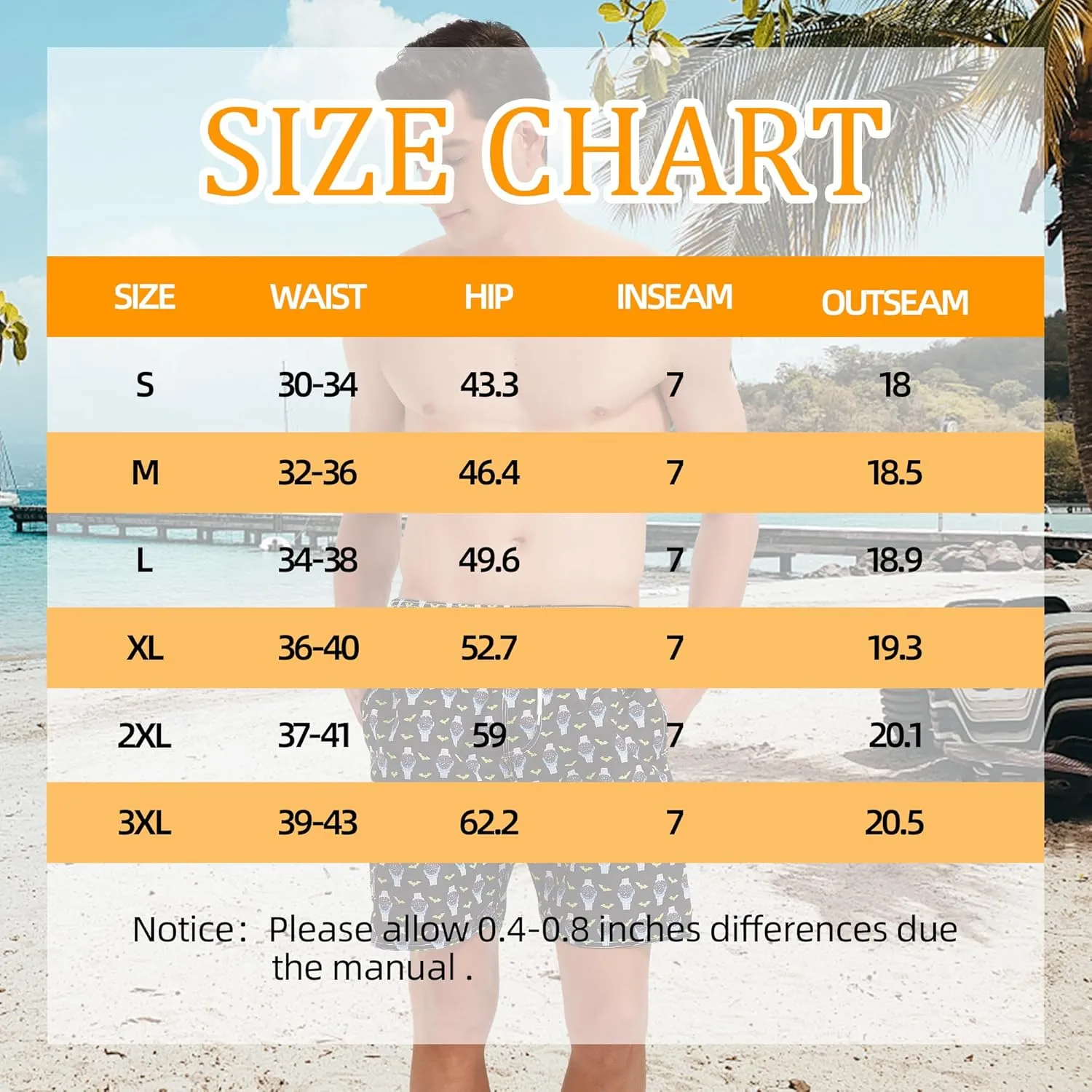 Scotamalone Mens Swim Trunks Swimming Shorts Swimwear Bathing Suits Quick Dry 7 Inch with Mesh Lining