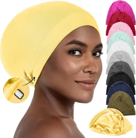 Silk Satin Bonnet Hair Cover Sleep Cap for Sleeping Beanie Hat Adjustable Stay On Headwear Lined Natural Nurse Cap for Women