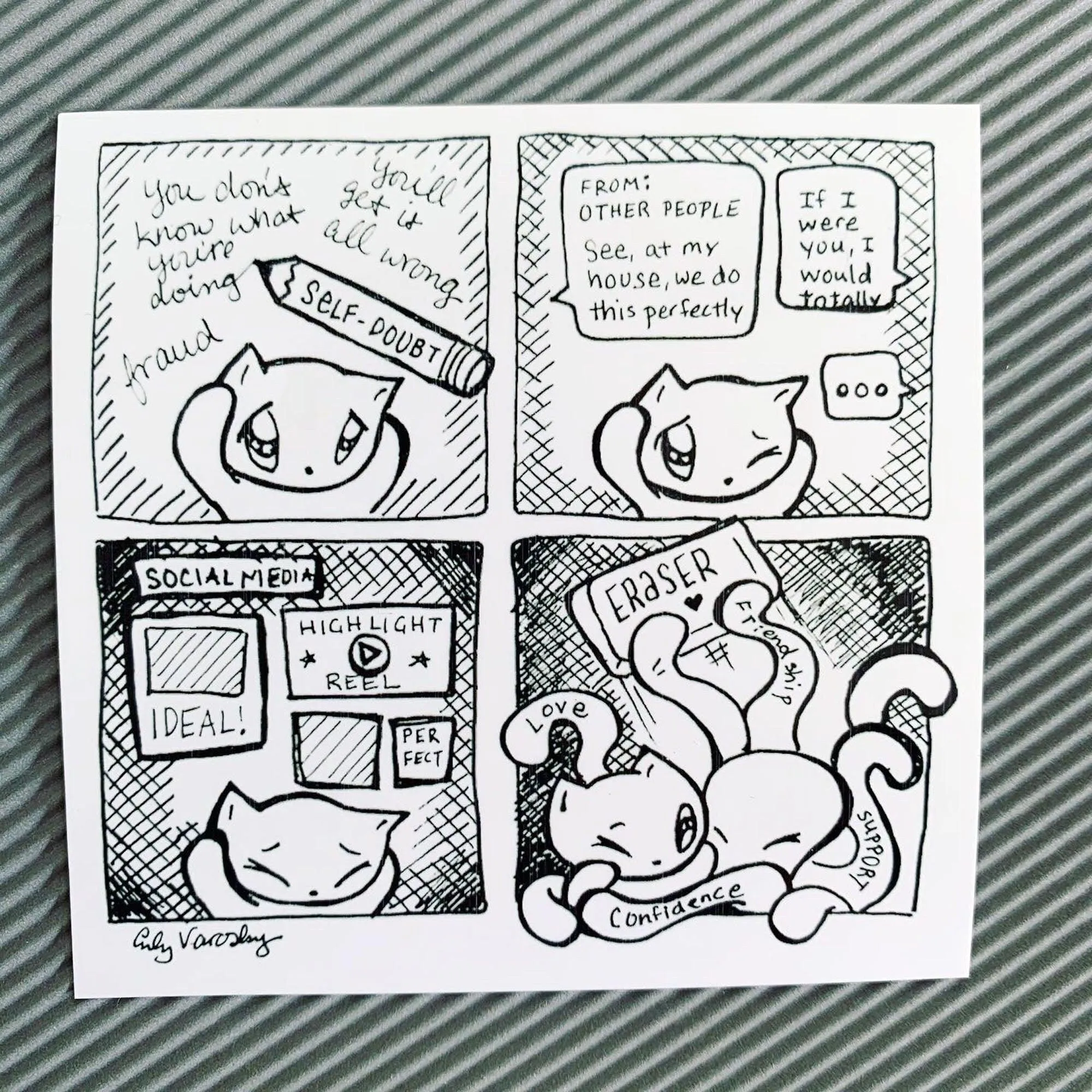 Stickers: Motivational Comic Strips - Skoshie the Cat, Wisp the Dragon, Zeek the Octopus (3 styles)