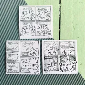 Stickers: Motivational Comic Strips - Skoshie the Cat, Wisp the Dragon, Zeek the Octopus (3 styles)