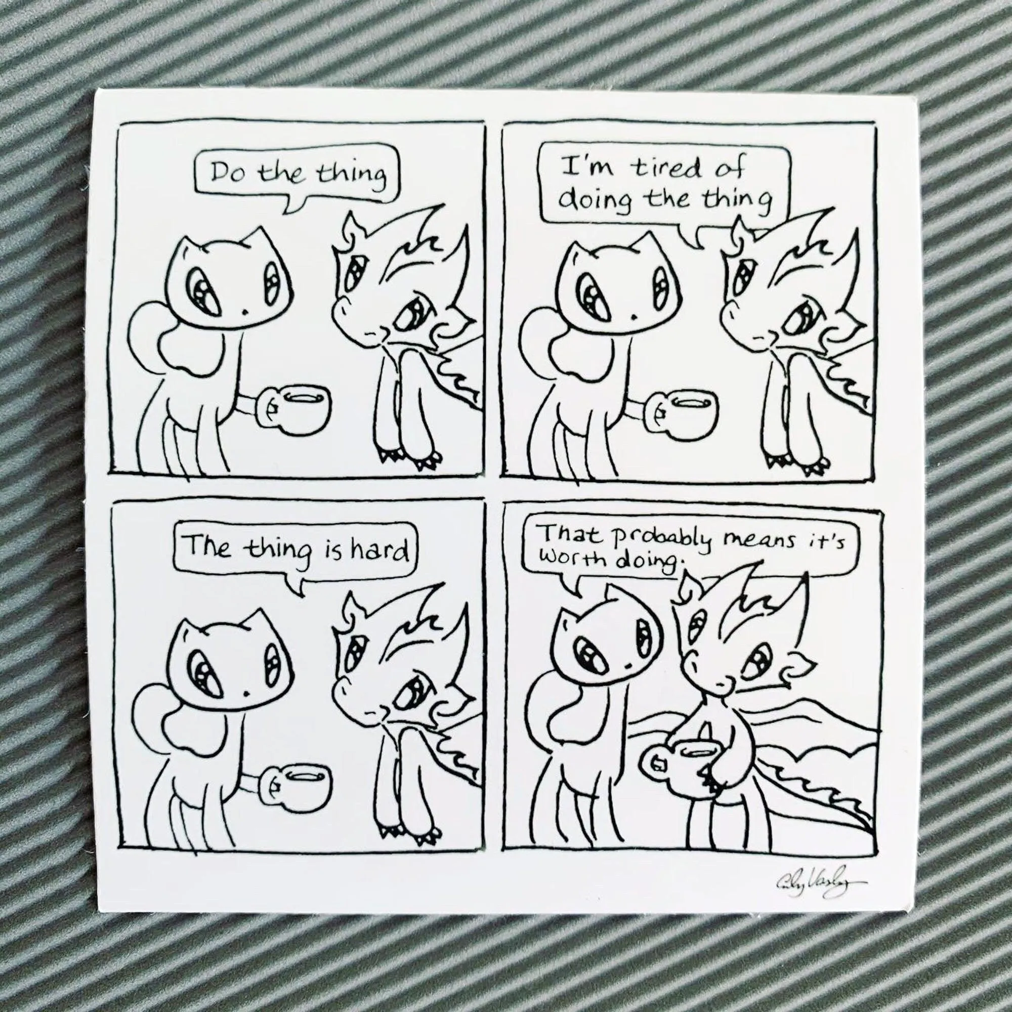 Stickers: Motivational Comic Strips - Skoshie the Cat, Wisp the Dragon, Zeek the Octopus (3 styles)