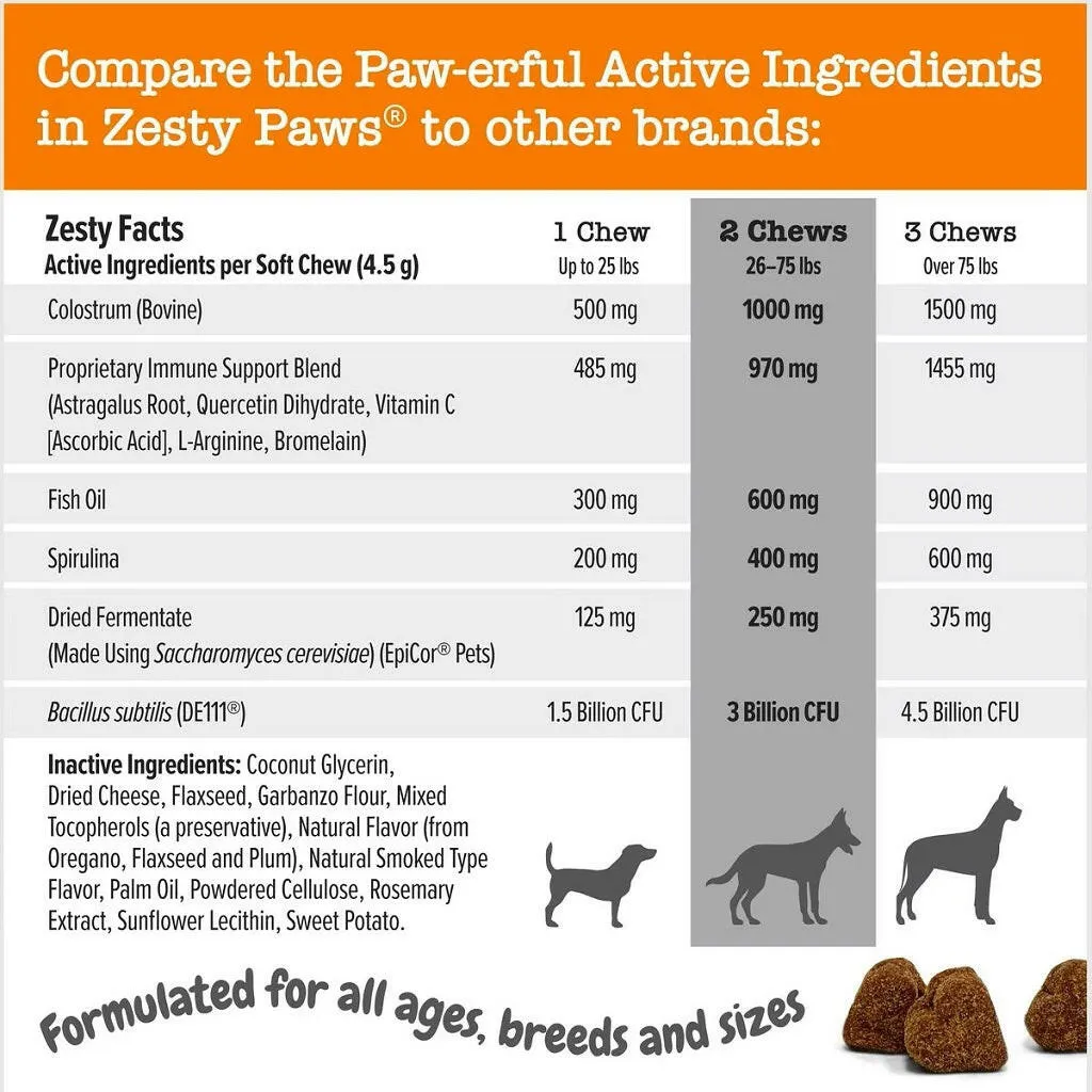 Zesty Paws Vet Strength Aller-Immune Bites Smoked Cheese Flavored Immune Support Chews for Dogs (90 ct)